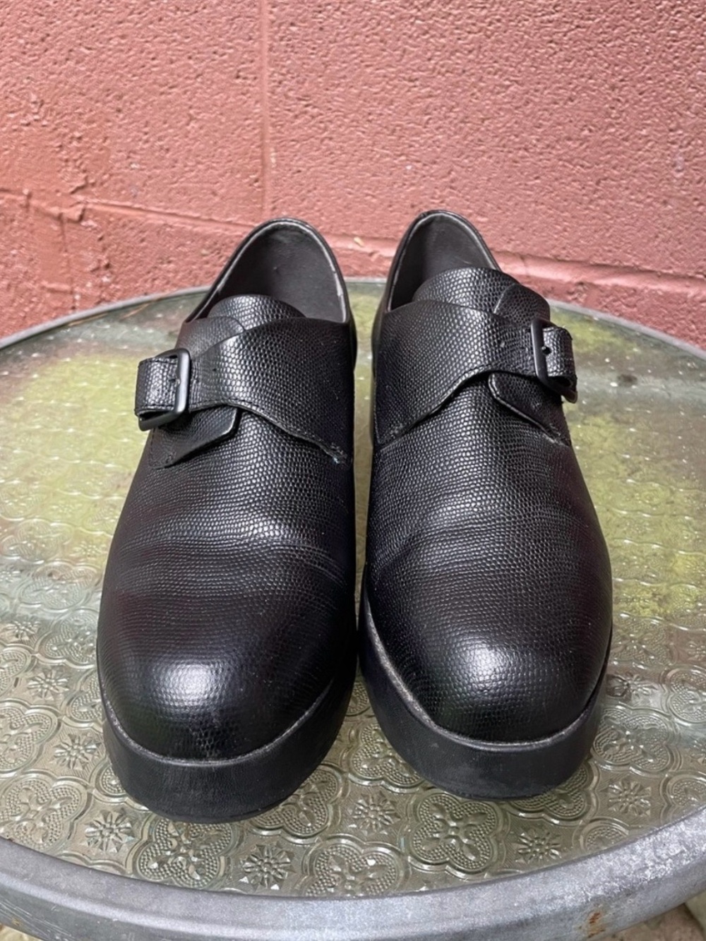 Camper Dessa Black Leather Platform Strap Oxford Shoes Size 40